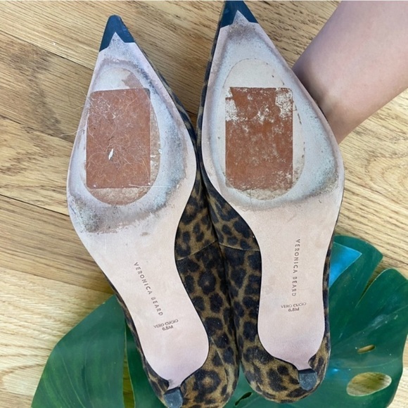 Veronica Beard Fontaine Leopard Print Low Kitten Heels Size 6.5 - Picture 9 of 10